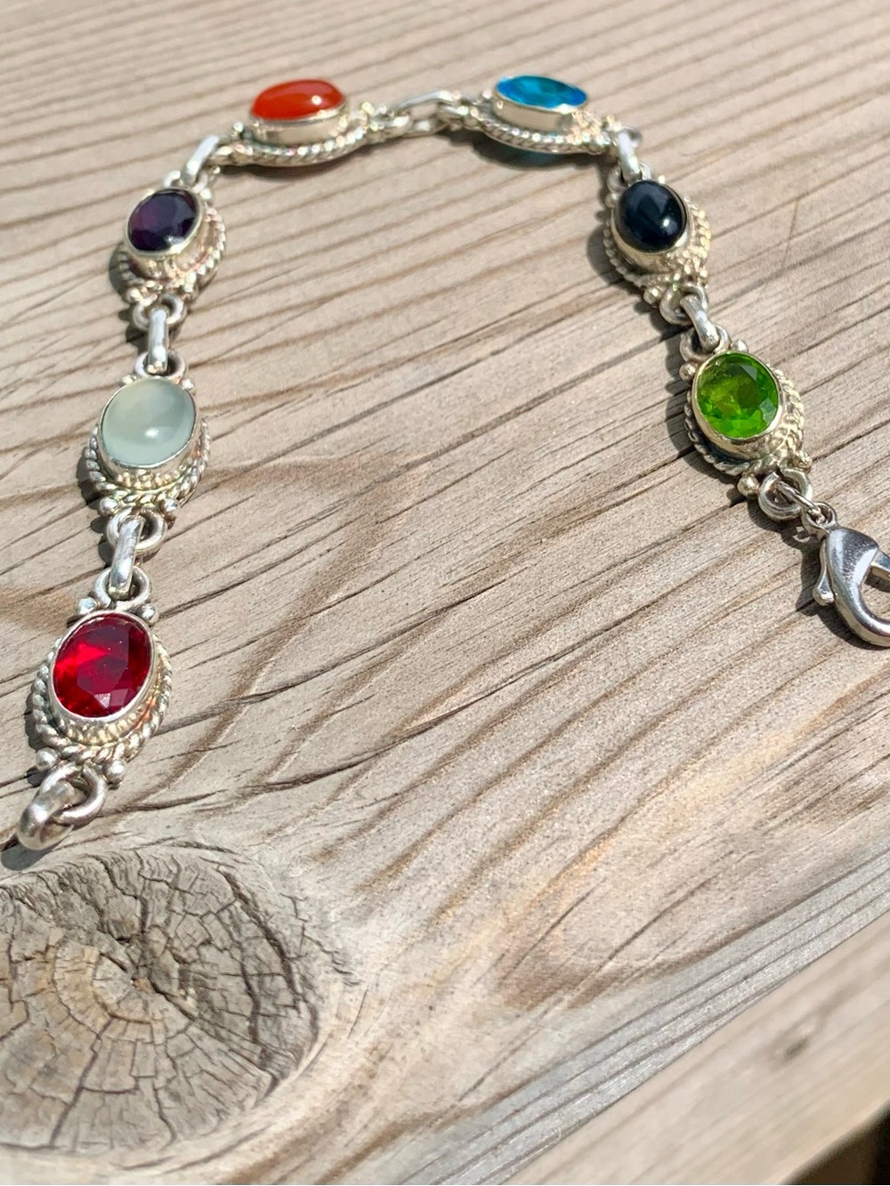 Silver Gemstone Bracelet